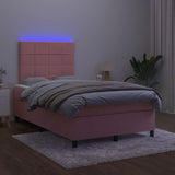 Sommier à lattes de lit et matelas LED rose 120x190 cm velours