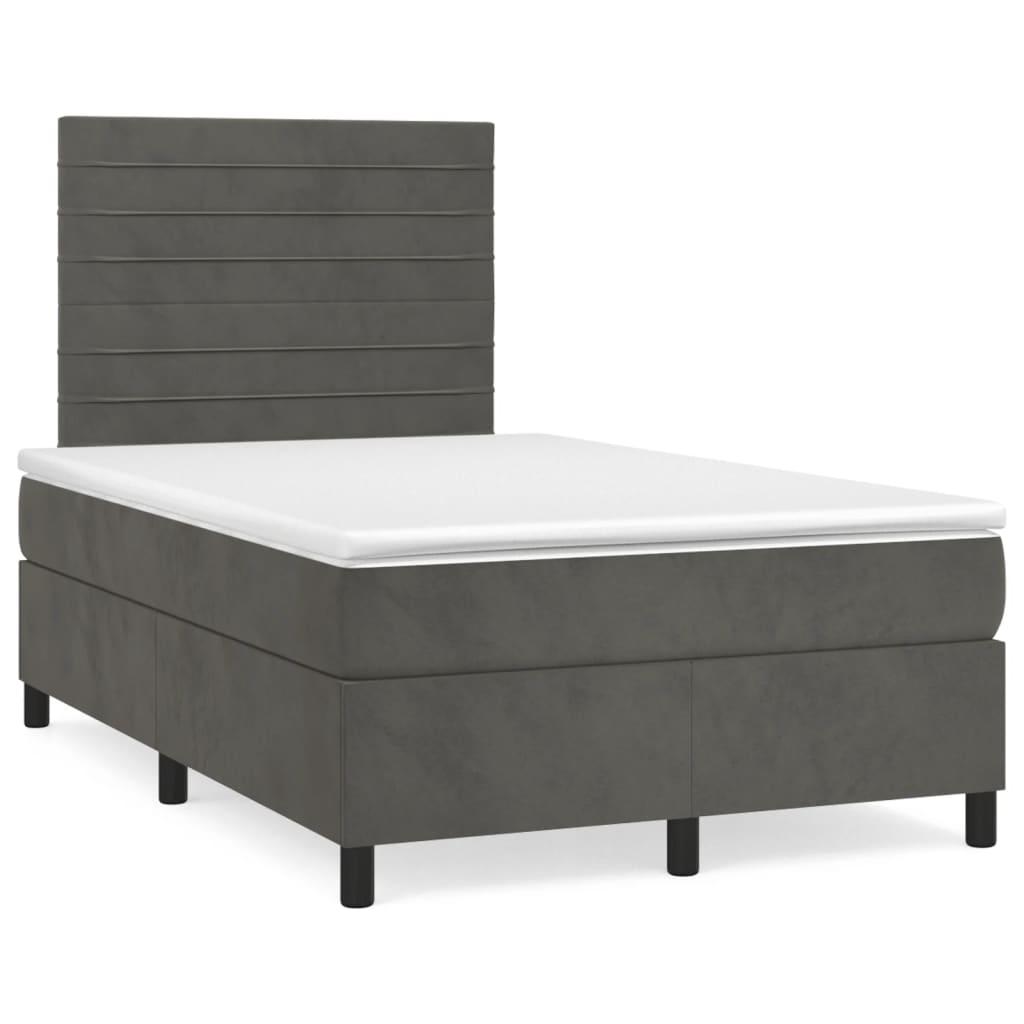 Sommier à lattes de lit avec matelas LED gris foncé 120x190 cm