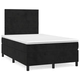 Sommier à lattes de lit et matelas LED noir 120x190 cm velours