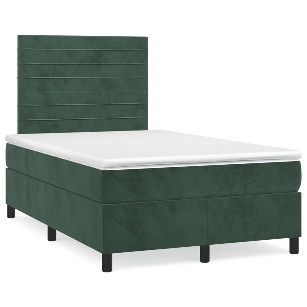 Sommier à lattes de lit avec matelas LED vert foncé 120x190 cm