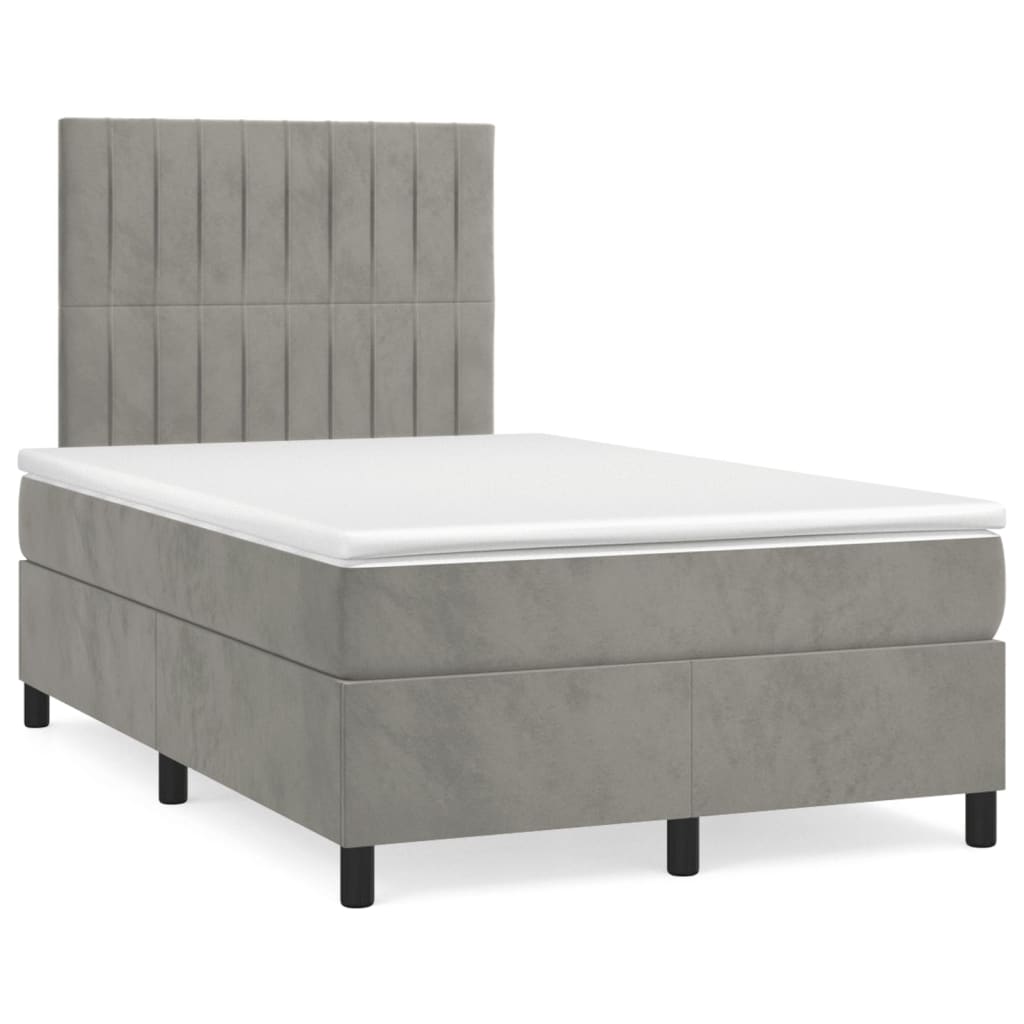 Sommier à lattes de lit avec matelas LED gris clair 120x190 cm