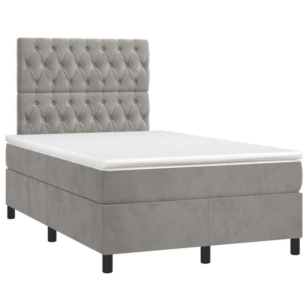 Sommier à lattes de lit avec matelas LED gris clair 120x190 cm