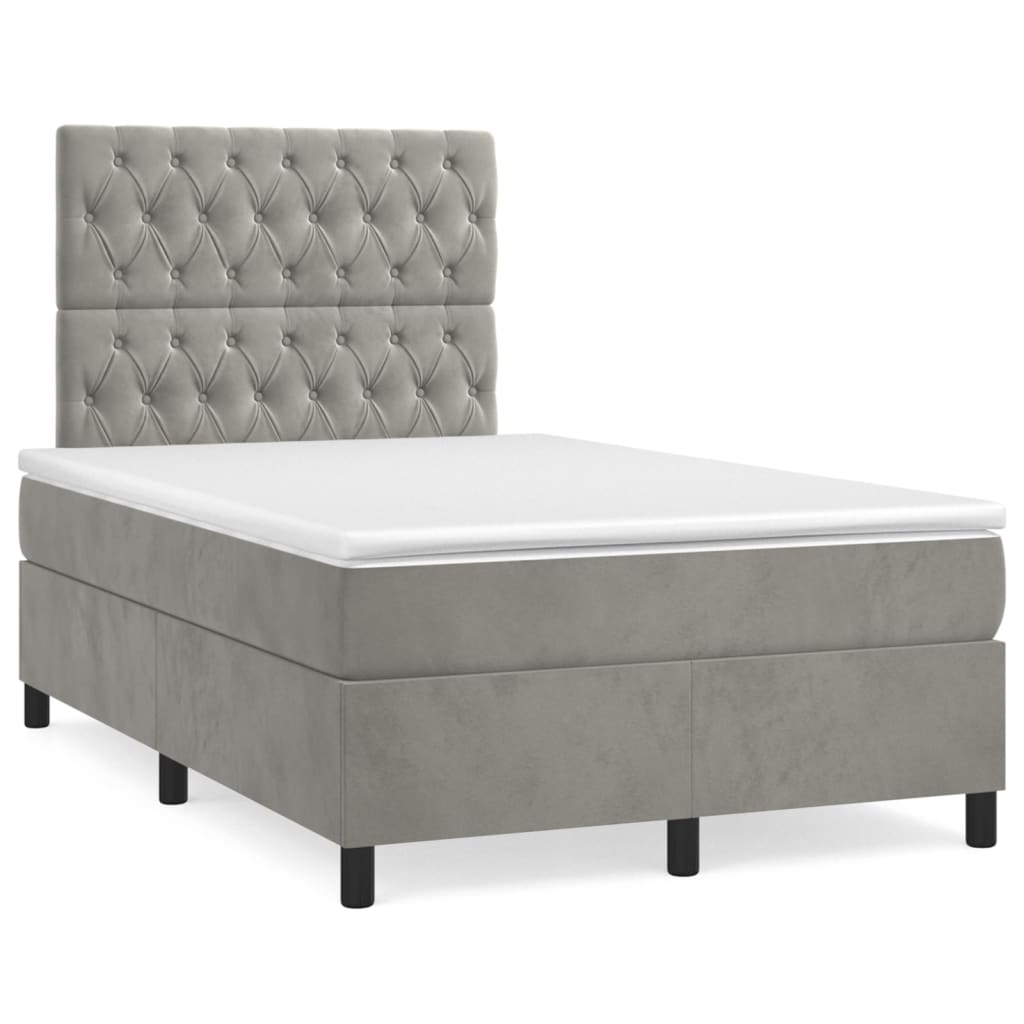 Sommier à lattes de lit avec matelas LED gris clair 120x190 cm