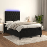 Sommier à lattes de lit et matelas LED noir 120x190 cm velours