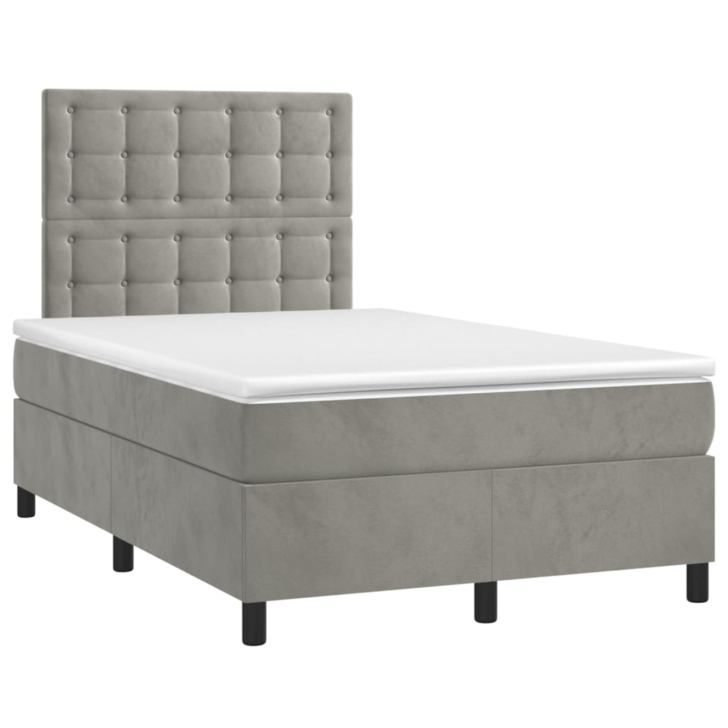 Sommier à lattes de lit avec matelas LED gris clair 120x190 cm