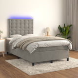 Sommier à lattes de lit avec matelas LED gris clair 120x190 cm