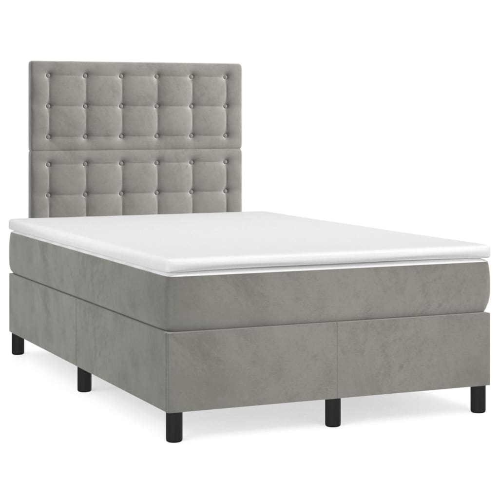 Sommier à lattes de lit avec matelas LED gris clair 120x190 cm