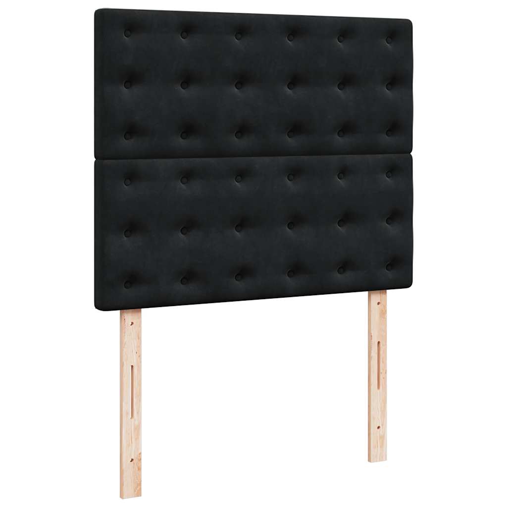 Sommier à lattes de lit et matelas LED noir 120x190 cm velours