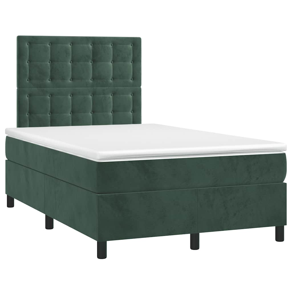 Sommier à lattes de lit avec matelas LED vert foncé 120x190 cm