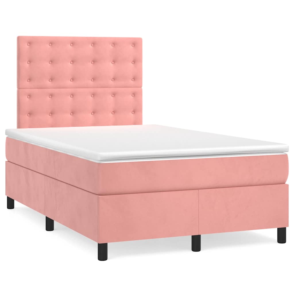 Sommier à lattes de lit et matelas LED rose 120x190 cm velours