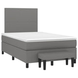 Slatted bed base with dark gray mattress 120x190cm fabric