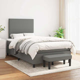 Slatted bed base with dark gray mattress 120x190cm fabric