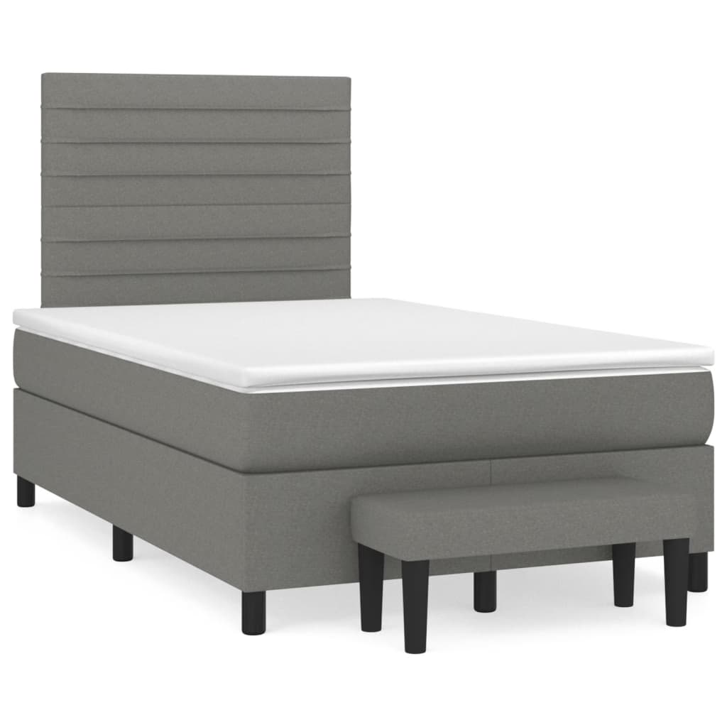 Sommier à lattes de lit avec matelas gris foncé 120x190cm tissu