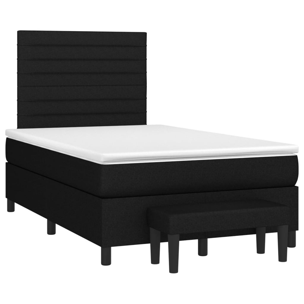 Sommier à lattes de lit avec matelas noir 120x190 cm tissu