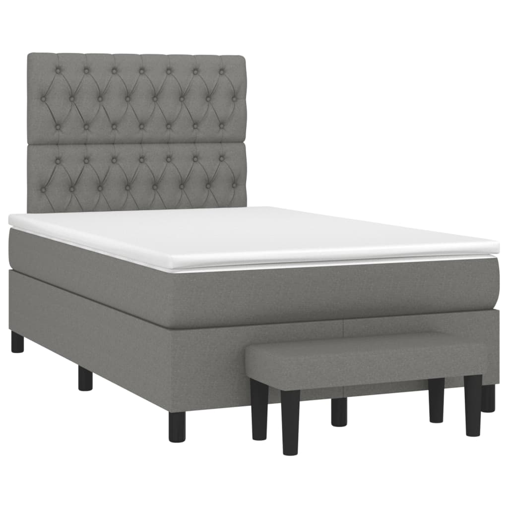 Sommier à lattes de lit avec matelas gris foncé 120x190cm tissu