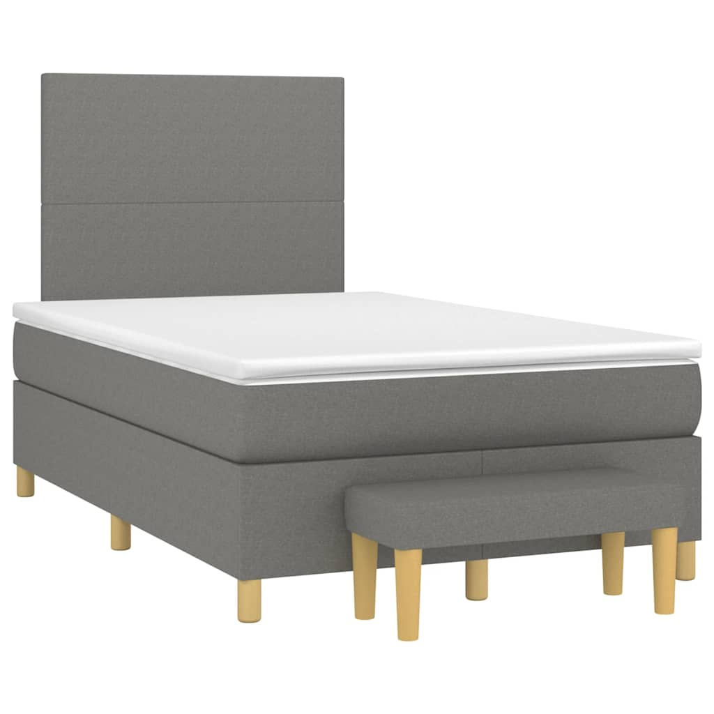 Sommier à lattes de lit avec matelas gris foncé 120x190cm tissu