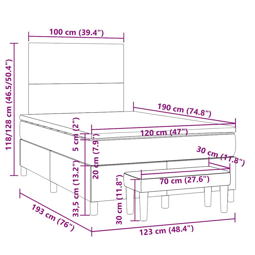 Sommier à lattes de lit avec matelas taupe 120x190 cm tissu