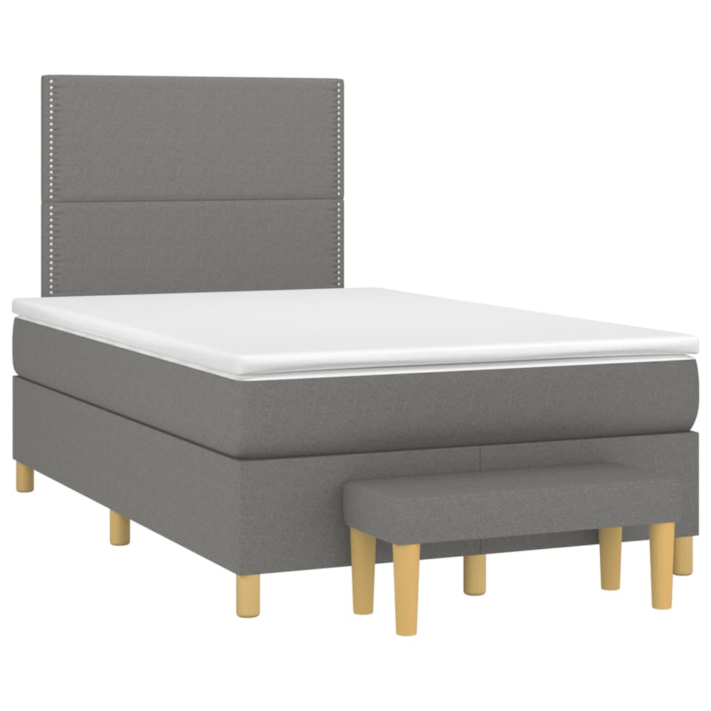 Sommier à lattes de lit avec matelas gris foncé 120x190cm tissu