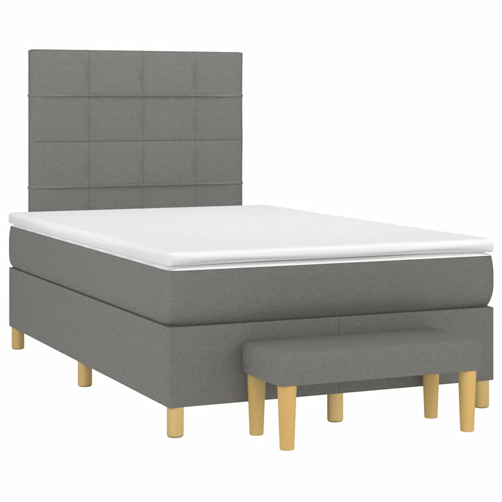 Sommier à lattes de lit avec matelas gris foncé 120x190cm tissu