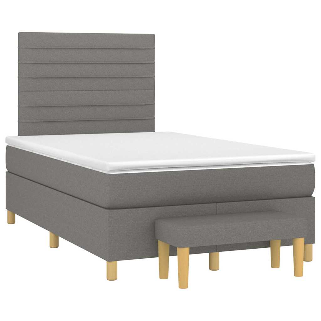 Sommier à lattes de lit avec matelas gris foncé 120x190cm tissu