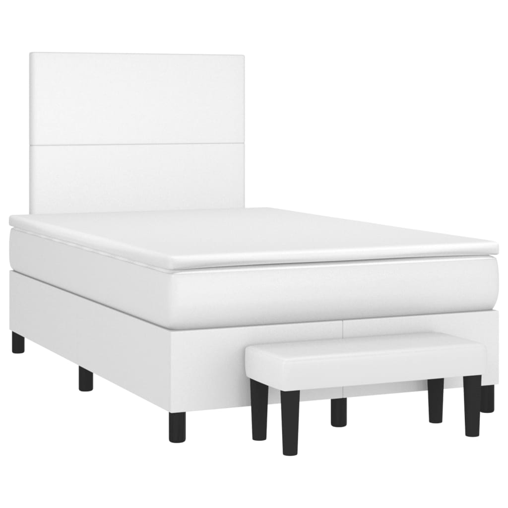 Slatted bed base with white mattress 120x190cm imitation leather