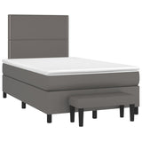 Slatted bed base with gray mattress 120x190 cm imitation leather