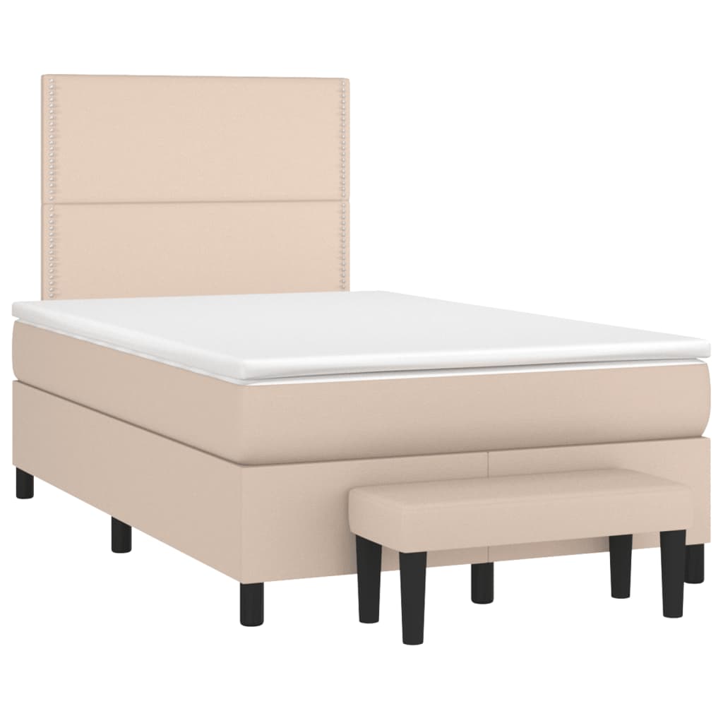 Sommier à lattes de lit matelas cappuccino 120x190cm similicuir