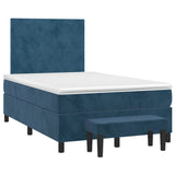 Dark blue slatted bed base and mattress 120x190cm velvet