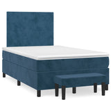 Dark blue slatted bed base and mattress 120x190cm velvet