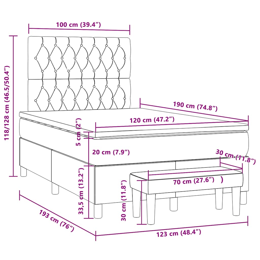 Sommier à lattes de lit avec matelas rose 120x190 cm velours