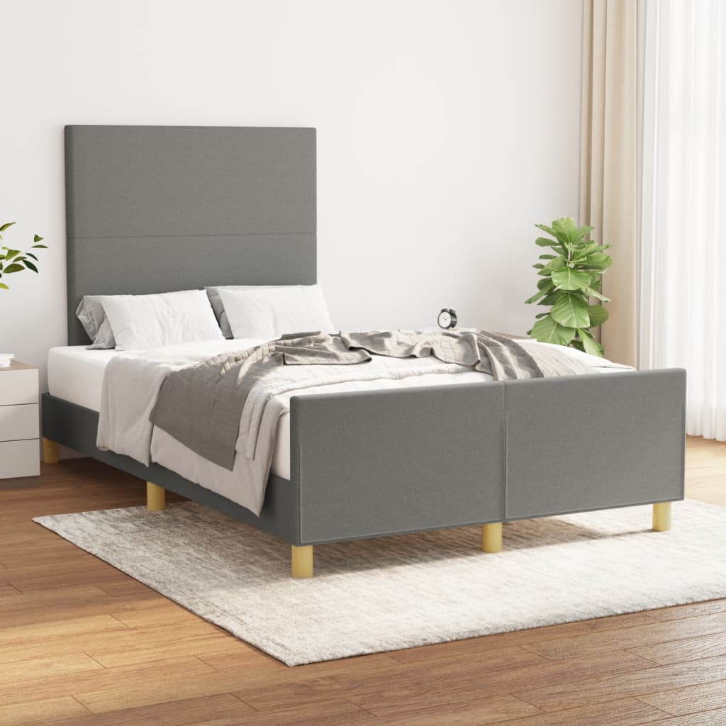 Cadre de lit sans matelas gris foncé 120x190 cm tissu