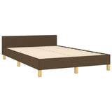 Cadre de lit sans matelas marron foncé 120x190 cm tissu