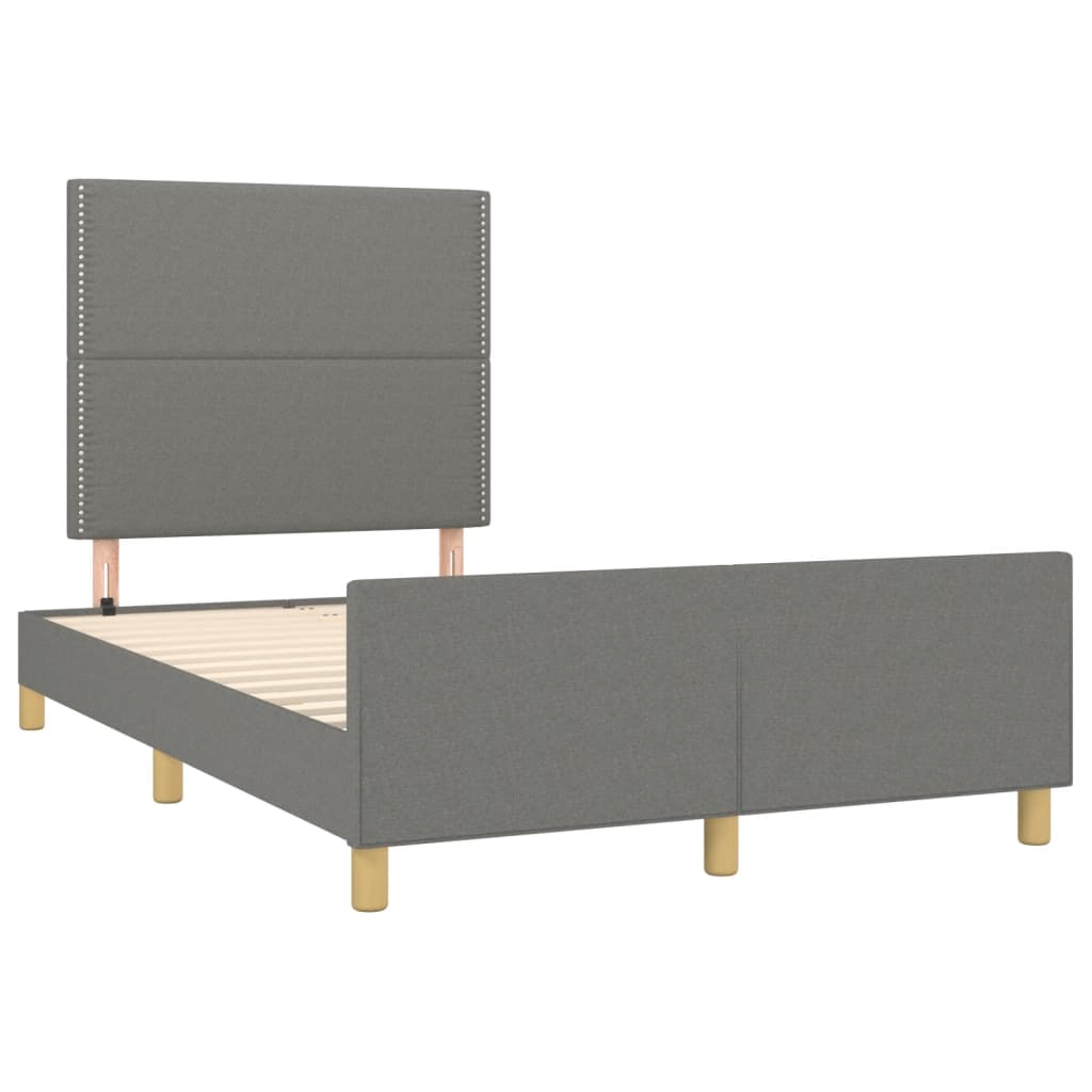 Cadre de lit sans matelas gris foncé 120x190 cm tissu