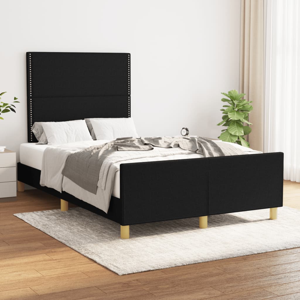 Cadre de lit sans matelas noir 120x190 cm tissu