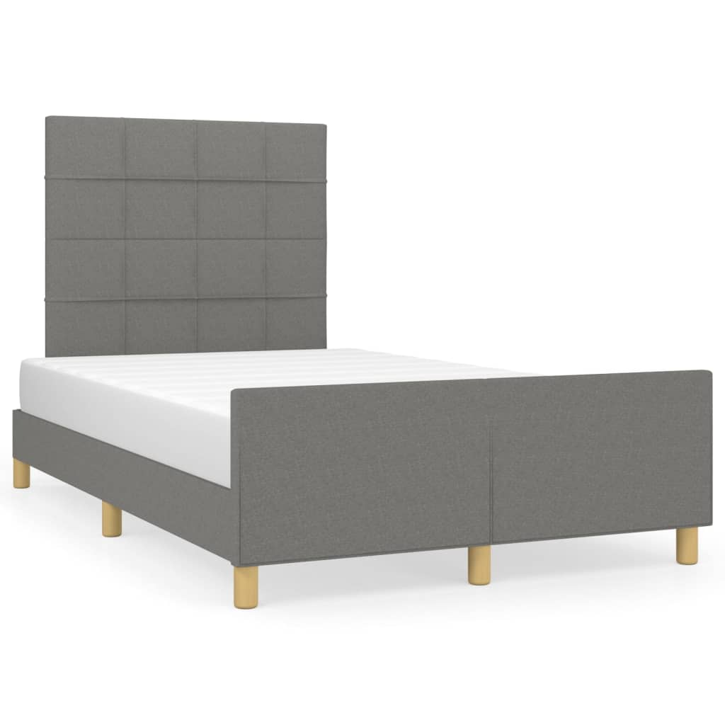 Cadre de lit sans matelas gris foncé 120x190 cm tissu