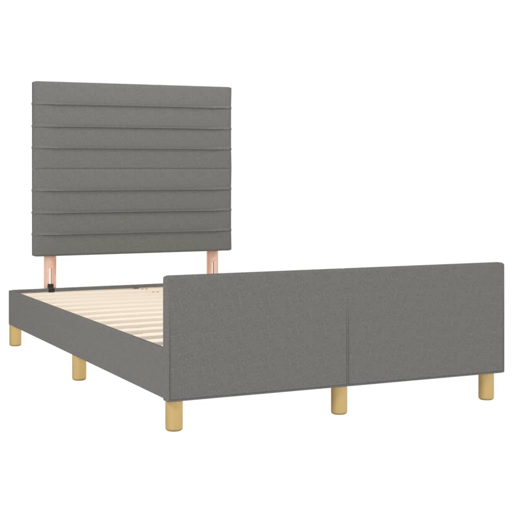 Cadre de lit sans matelas gris foncé 120x190 cm tissu