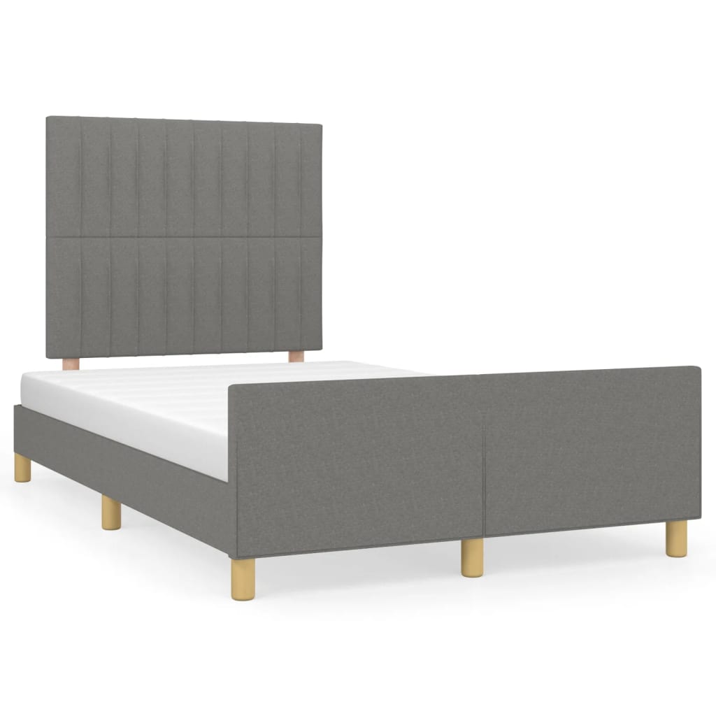 Cadre de lit sans matelas gris foncé 120x190 cm tissu