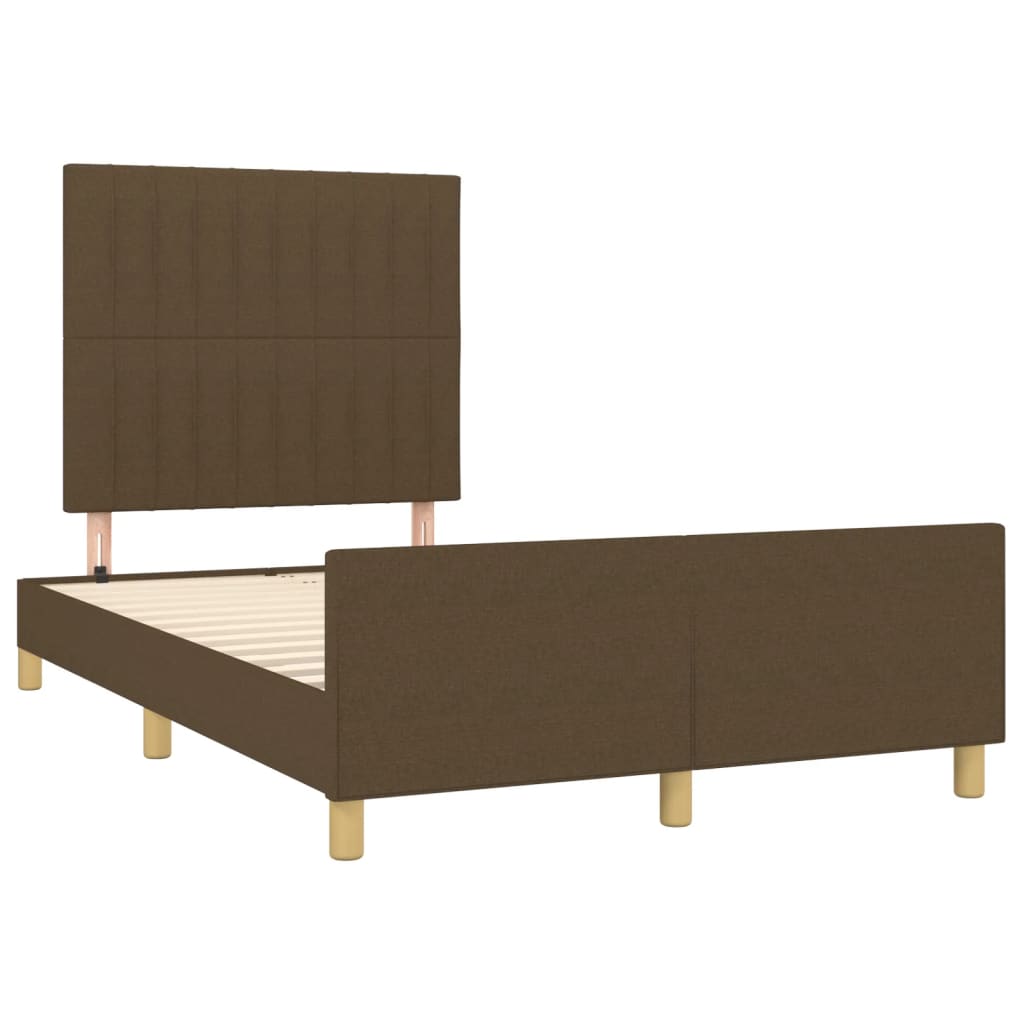 Cadre de lit sans matelas marron foncé 120x190 cm tissu