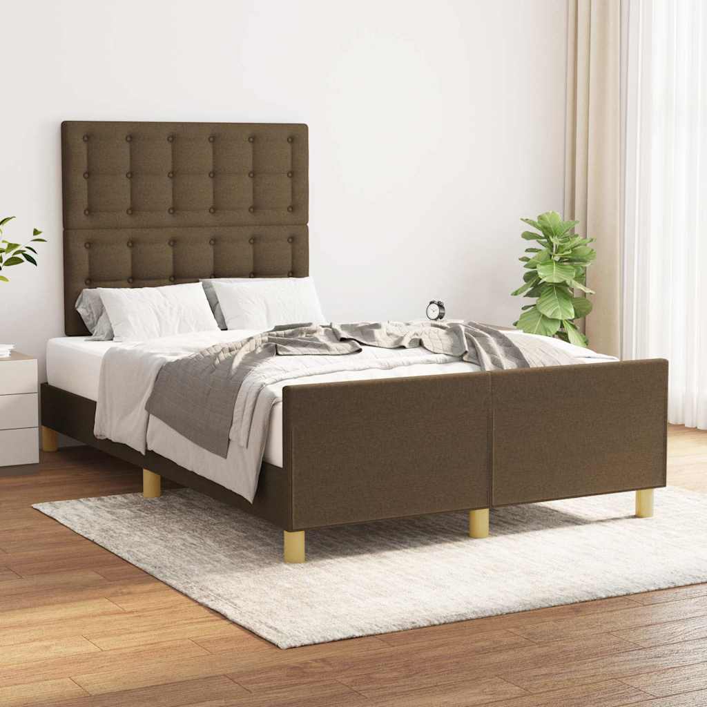 Cadre de lit sans matelas marron foncé 120x190 cm tissu