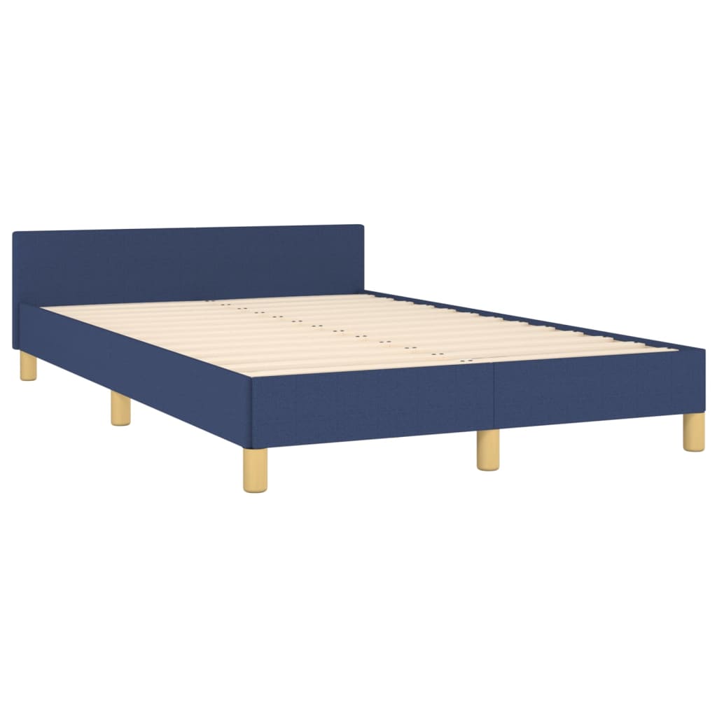 Cadre de lit sans matelas bleu 120x190 cm tissu