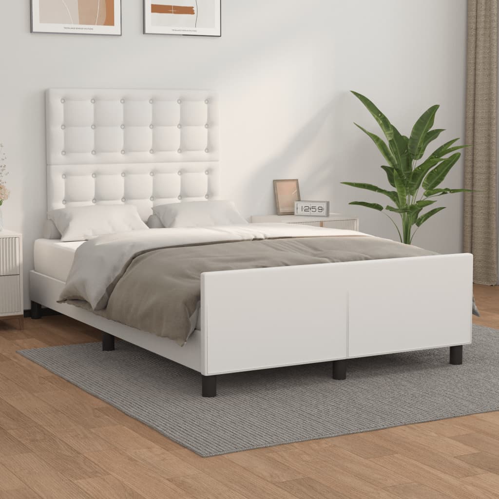 Cadre de lit sans matelas blanc 120x190 cm similicuir