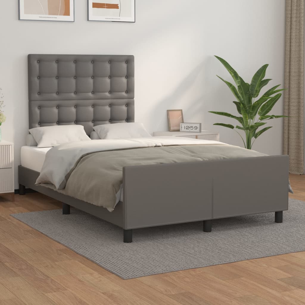 Cadre de lit sans matelas gris 120x190 cm similicuir