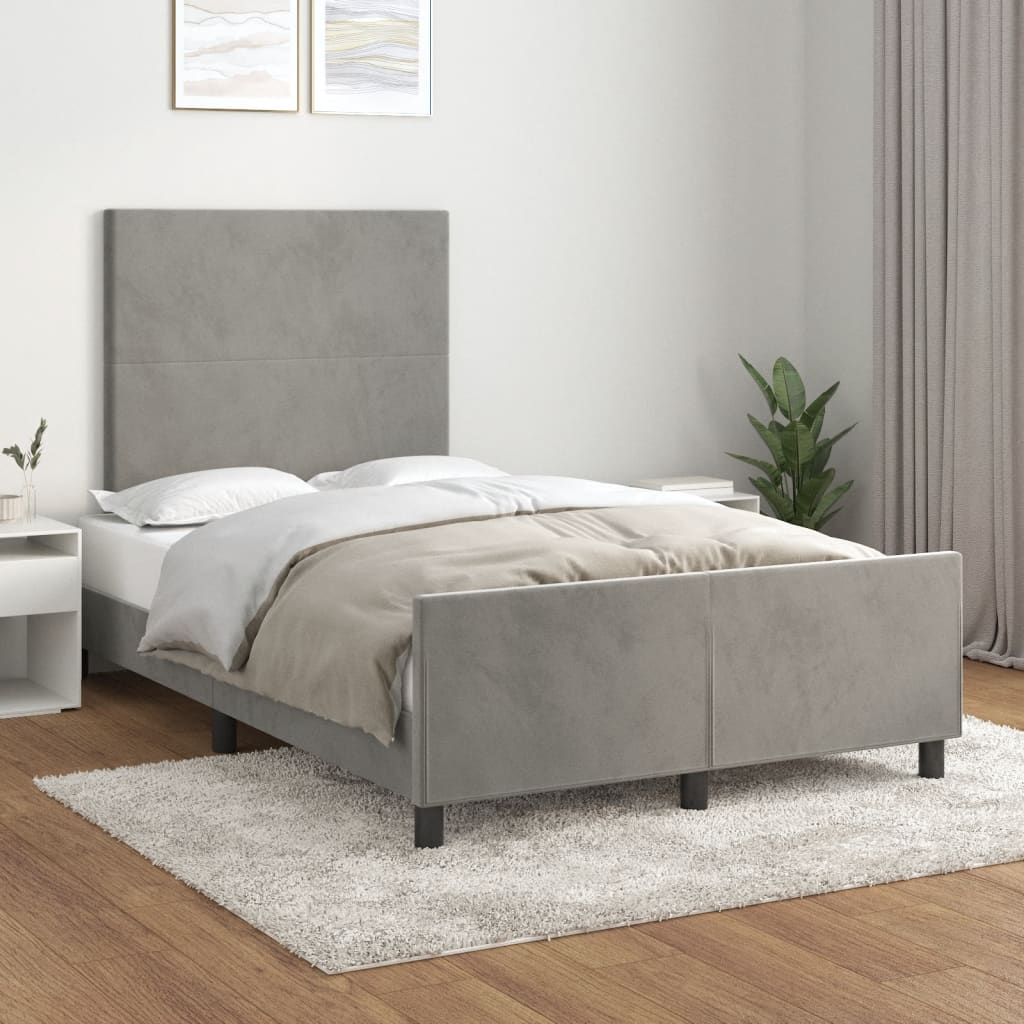 Cadre de lit sans matelas gris clair 120x190 cm velours