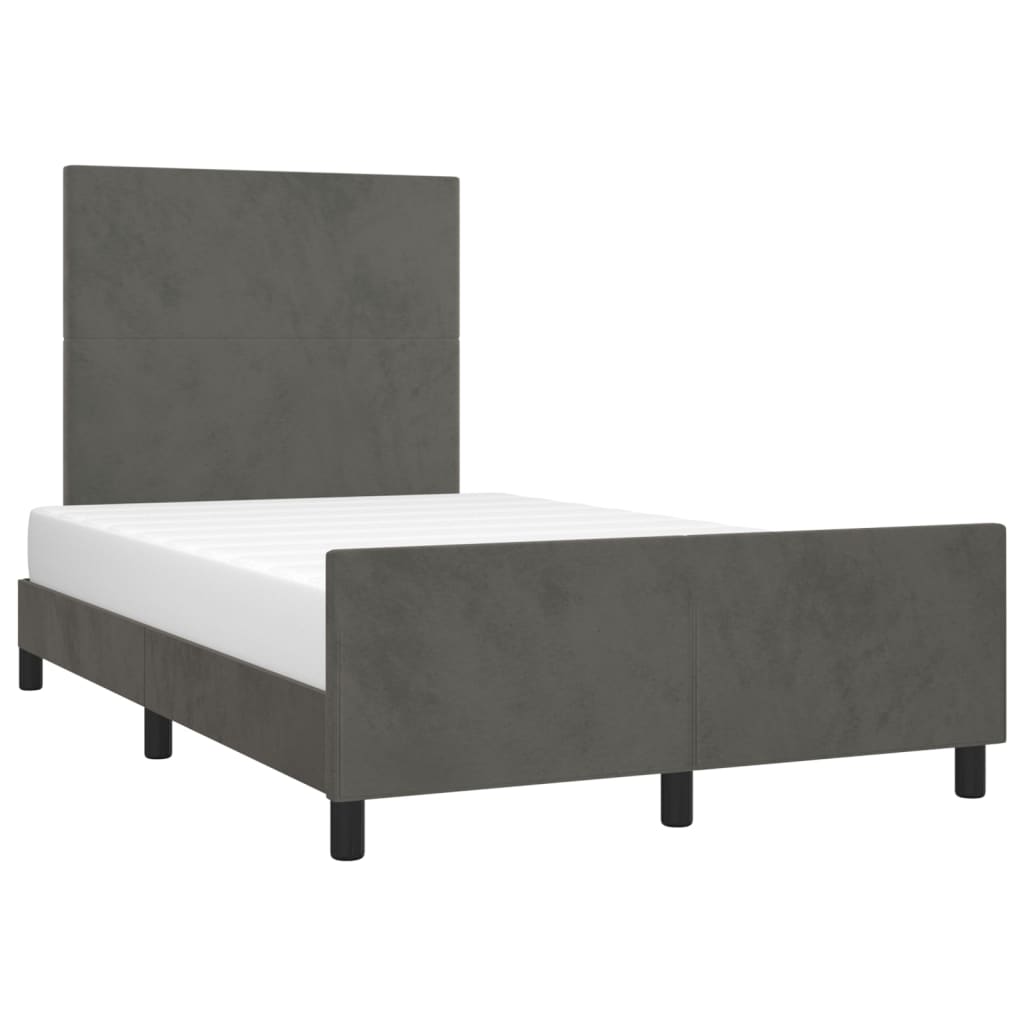 Cadre de lit sans matelas gris foncé 120x190 cm velours