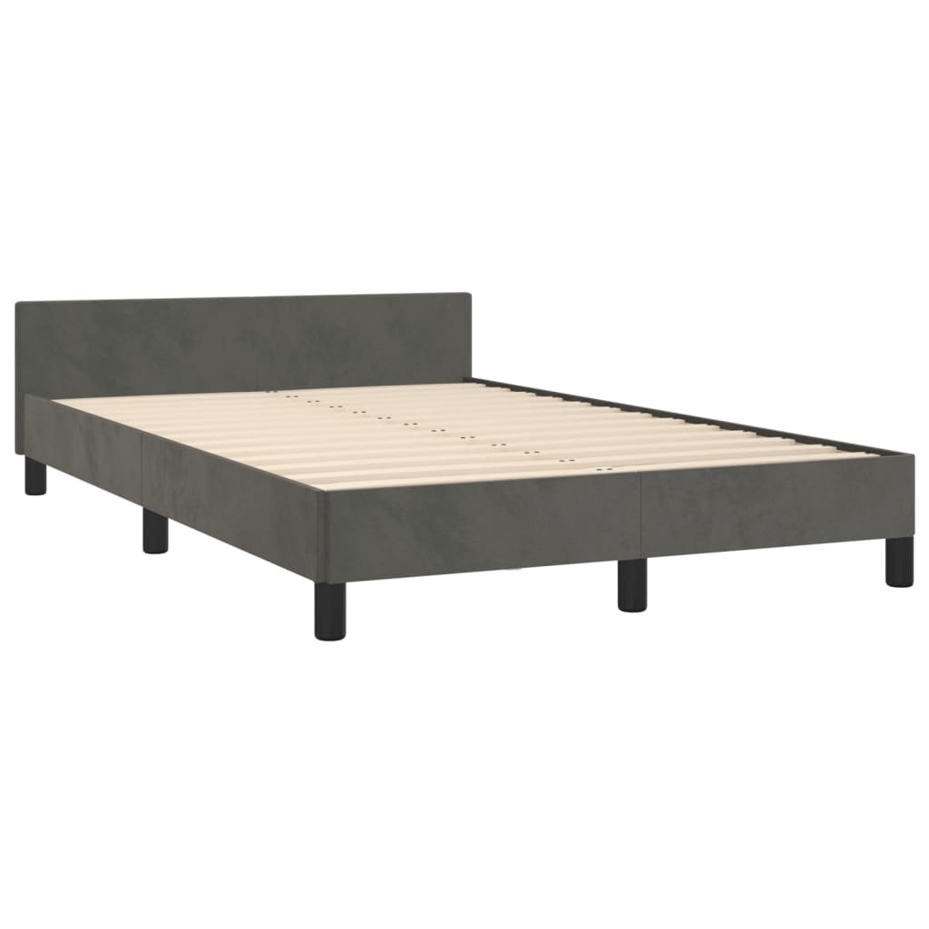 Cadre de lit sans matelas gris foncé 120x190 cm velours