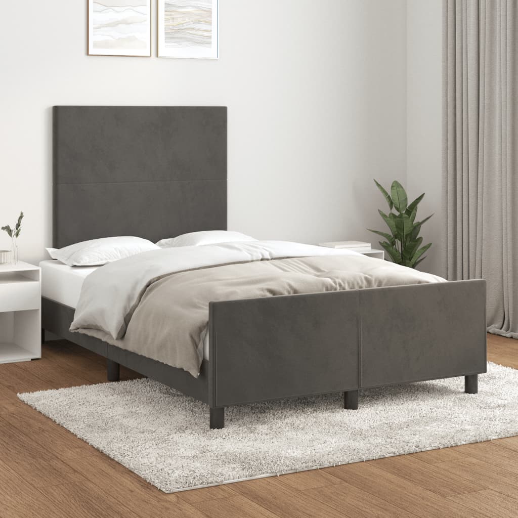 Cadre de lit sans matelas gris foncé 120x190 cm velours