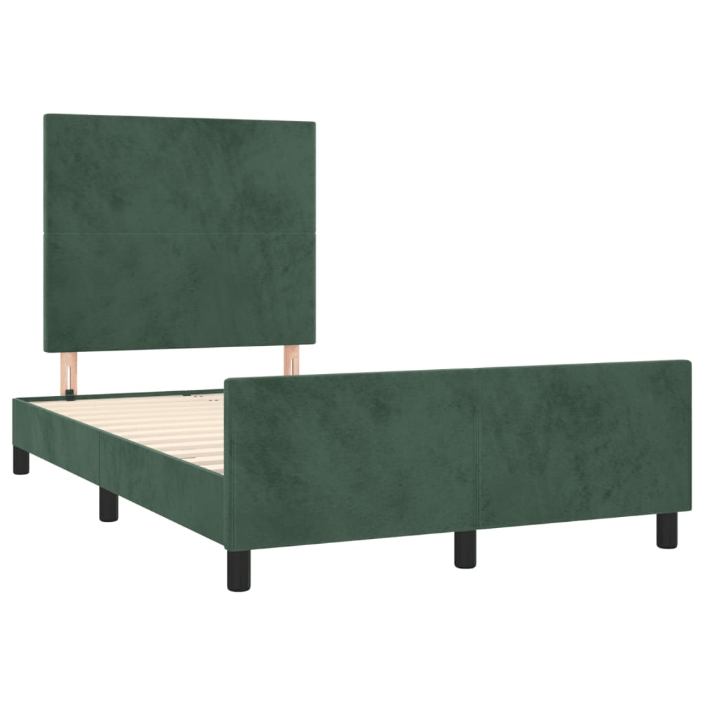 Cadre de lit sans matelas vert foncé 120x190 cm velours