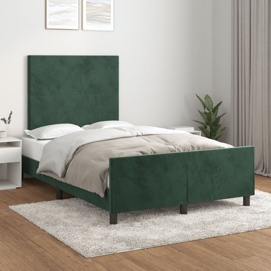 Cadre de lit sans matelas vert foncé 120x190 cm velours