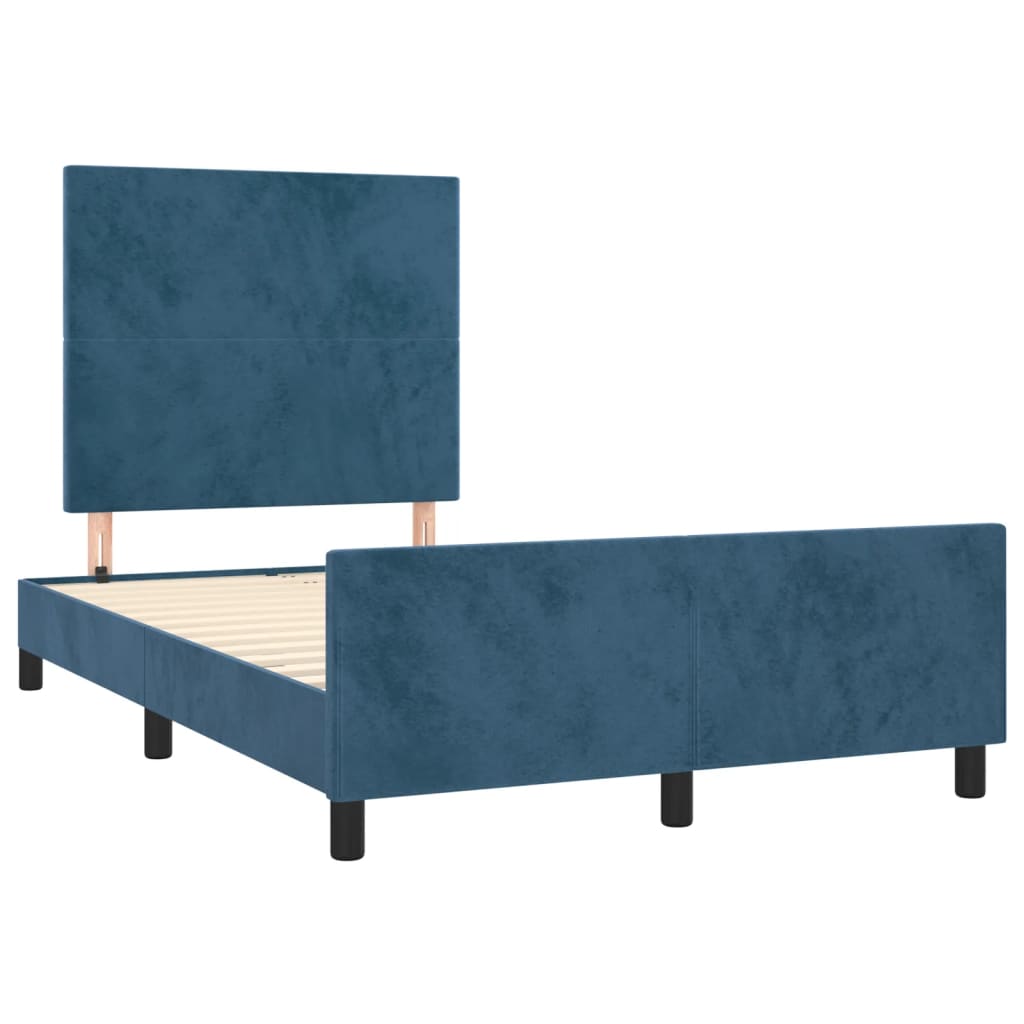 Bed frame without mattress dark blue 120x190 cm velvet