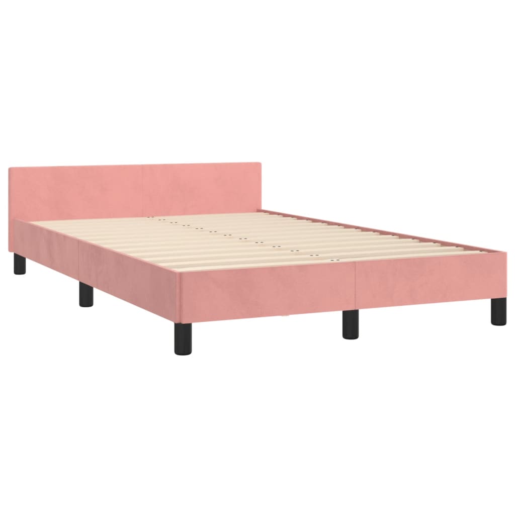 Cadre de lit sans matelas rose 120x190 cm velours